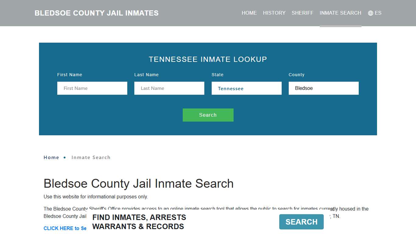 Bledsoe County, TN Detainee Lookup